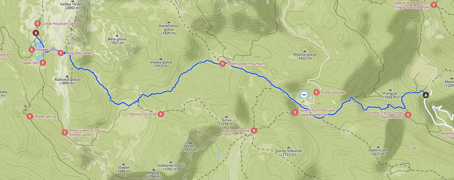 Hike map Triglav lakes