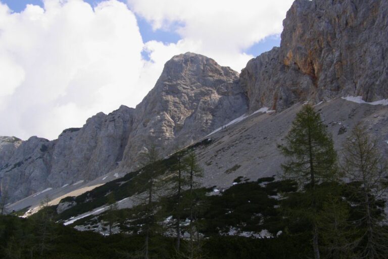 Mountain view near Zelnarica and Tičarica in the Julian Alps.