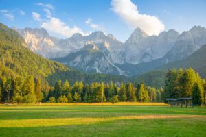Martuljek mountain group in the Julian Alps near Kranjska Gora, Slovenia